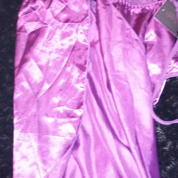 Frederick's of Hollywood M Purple Magic Astrid Satin Eyelash Babydoll 2piece set - Picture 12 of 12
